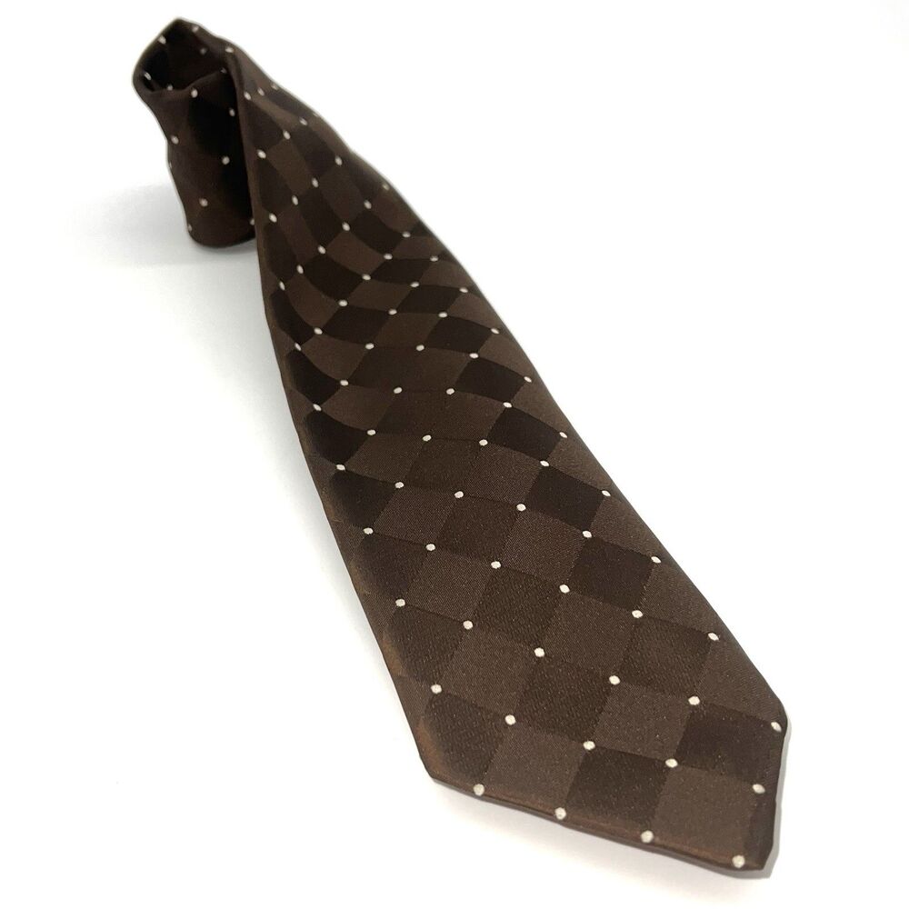 VTG 1970s Givenchy Paris Gentlemen Men's Brown Tone on Tone Diamond Pattern Tie